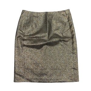 New York & Company Metallic Gold Silver Lined Pencil Skirt Size 8